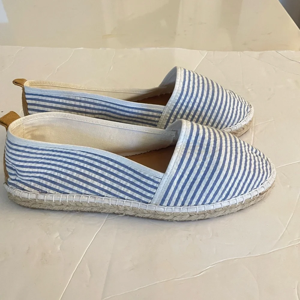 Espadrille made in France Blue and White Striped Espadrille Slip-On Sz -9.5